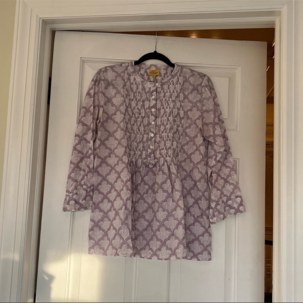 Roberta Roller Rabbit Light Purple Jemina Printed Button Up Blouse